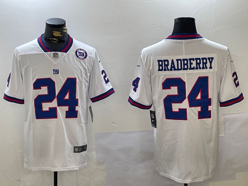 Men New York Giants #24 Bradberry White 2024 Nike Vapor Limited NFL Jersey style 3